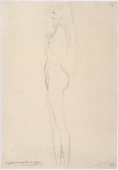 Standing Nude Girl Facing Left by Gustav Klimt